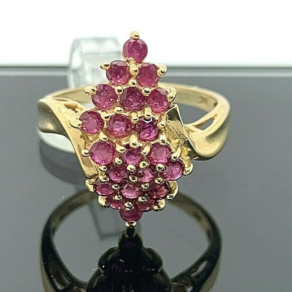 Estate Jewelry - Cocktail Ring 1.00ctw Red Rubies 14k Vintage SZ 7